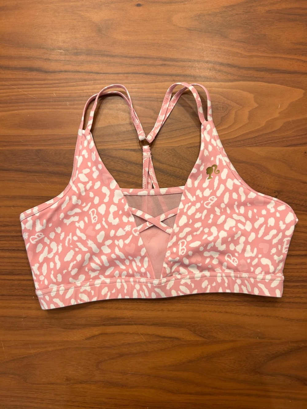 Blackmilk x Barbie Pink Leopard-Print Strappy Sports Bra